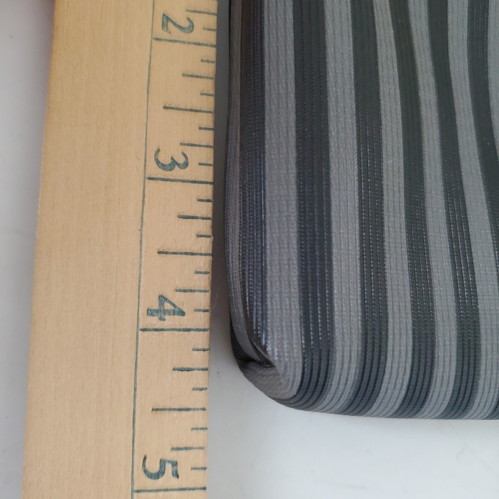 Gloria Vanderbilt Collection Grey Black Striped PVC Cosmetic Pouch V5413 - Picture 7 of 9